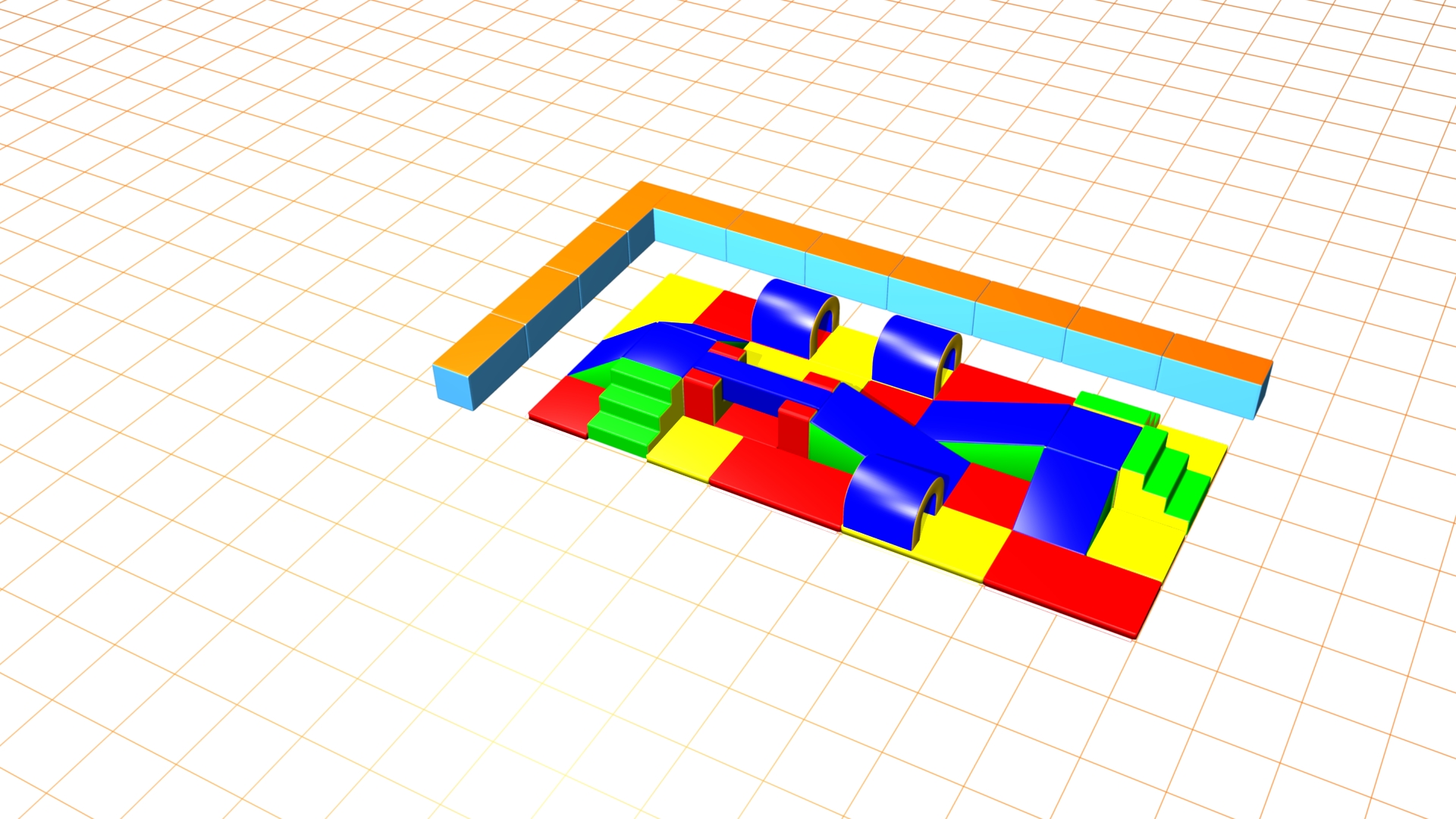 Parcours Modulo Mouss' : 6.4 x 4 x 0.55 m  (REF 2010.26)