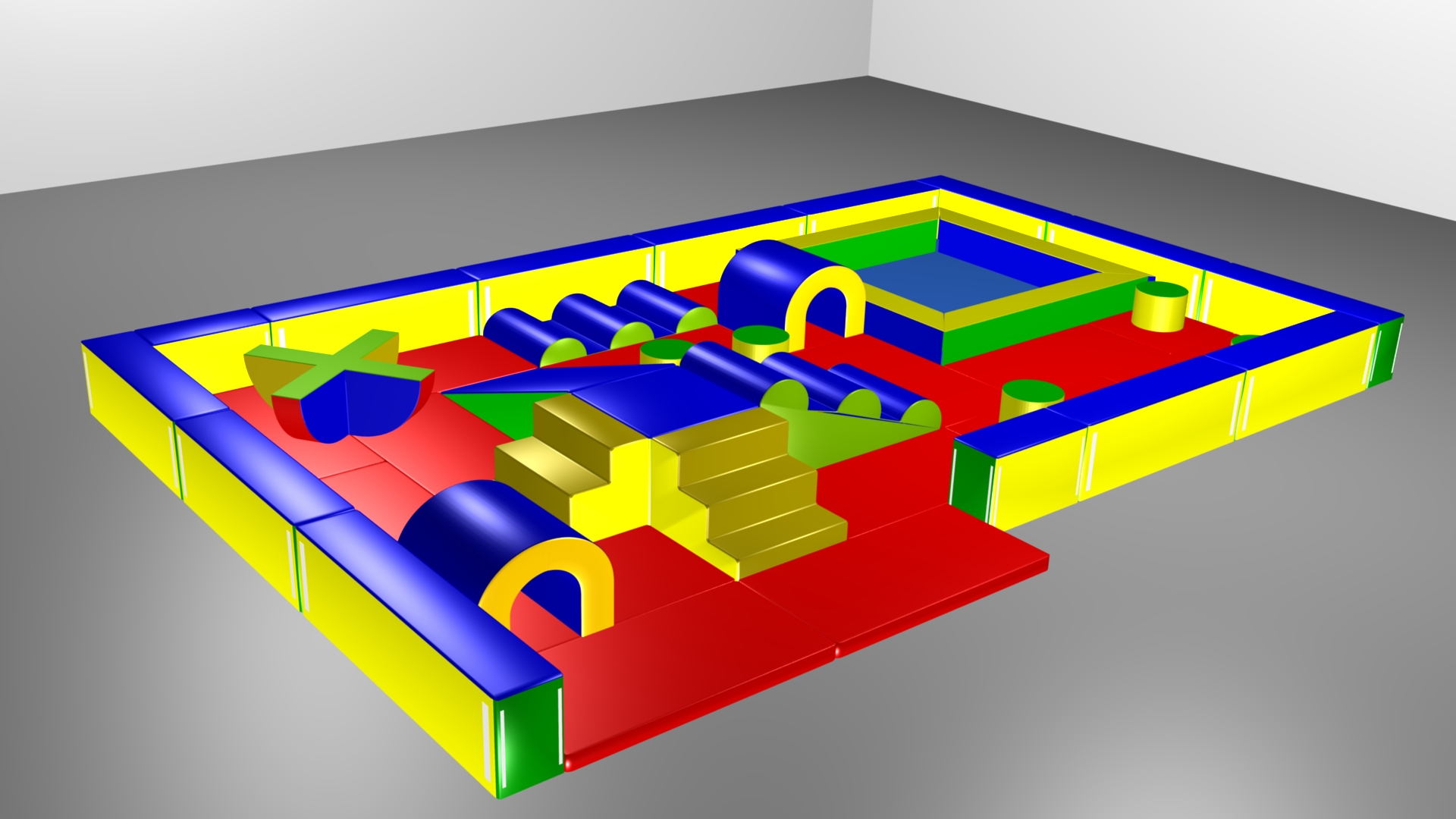 Parcours Modulo Mouss' : 6.8 x 4.5 x 0.55 m  (REF 2010.21)