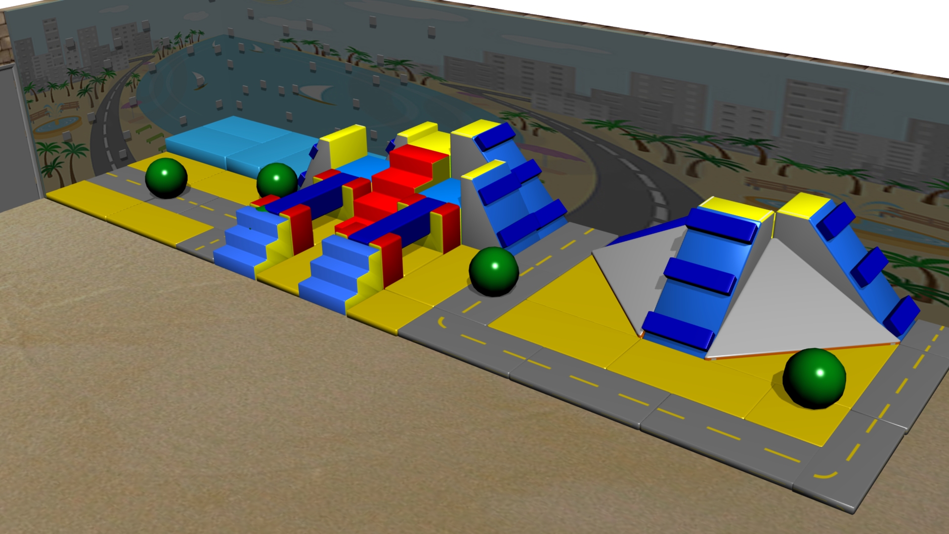 Parcours Modulo Mouss' : 11.2 x 3.5 x 1.15 m (REF 2010.38)