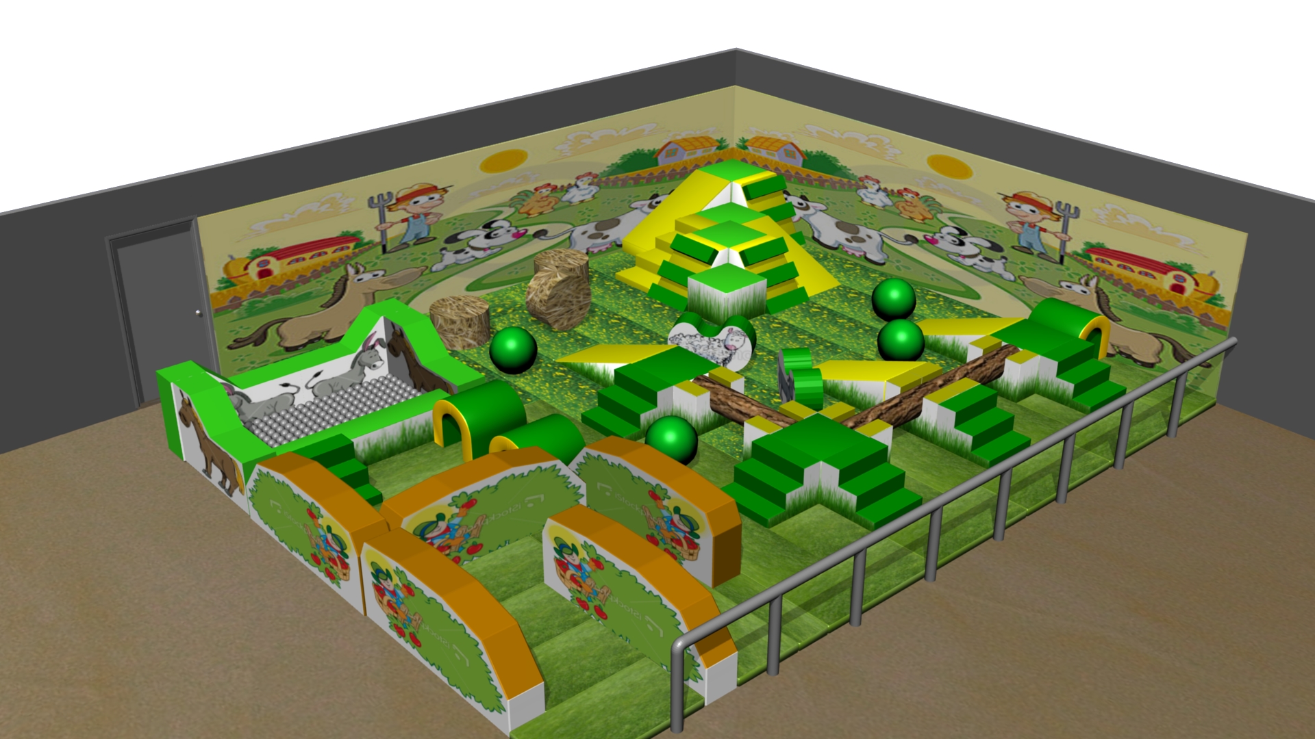 Parcours Modulo Mouss' : 9.1 x 7.7 x 0.95 m (REF 2010.34)