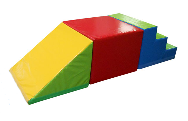 Kit A 3 elements 15 : 1 cube- 1 escalier 3 marches- 1 pente : 50 x 50 x 15 cm (REF Mot15-Kit 3A)