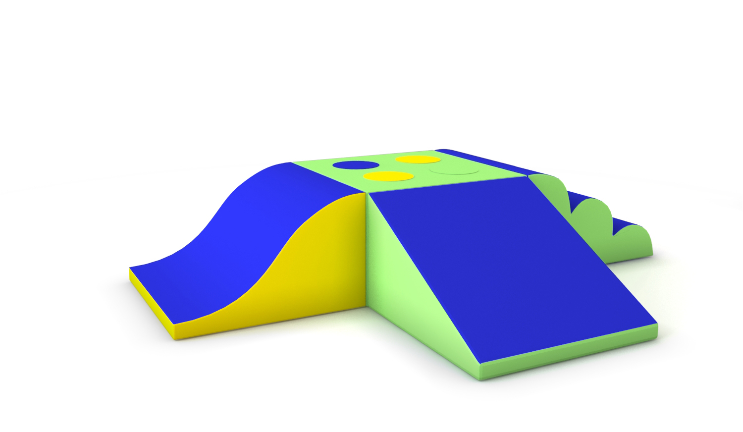 Kit B 4 elements 23 : 1 Cube Multitexture- 1 escalier a Bosses- 1 pente - 1 vague : 50 x 50 x 23 cm (REF Mot123-Kit 4B)