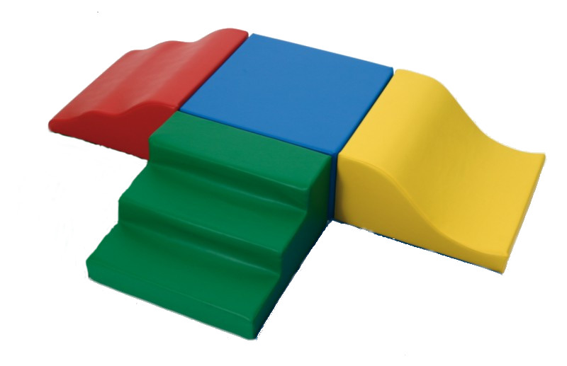 Kit A 4 elements 30 : 1 Cube- 1 escalier 3 marches- 1 vague - 1 ondulation : 50 x 50 x 30 cm (REF Mot30-Kit 4A)