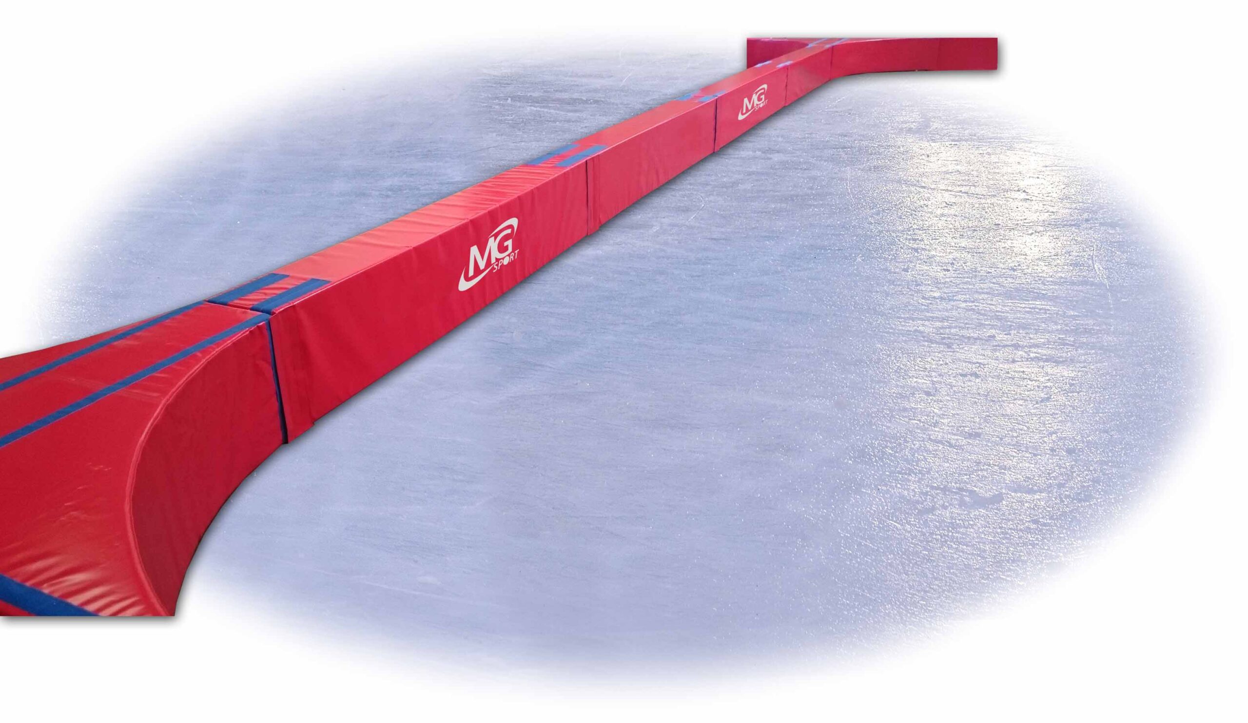 Séparateur de patinoire en mousse - housse soudée en PVC non feu M2, Liaison par bandes agrippantes - Dimensions : 300 x 35 x hauteur 25 cm (bavettes de liaisons fournies)